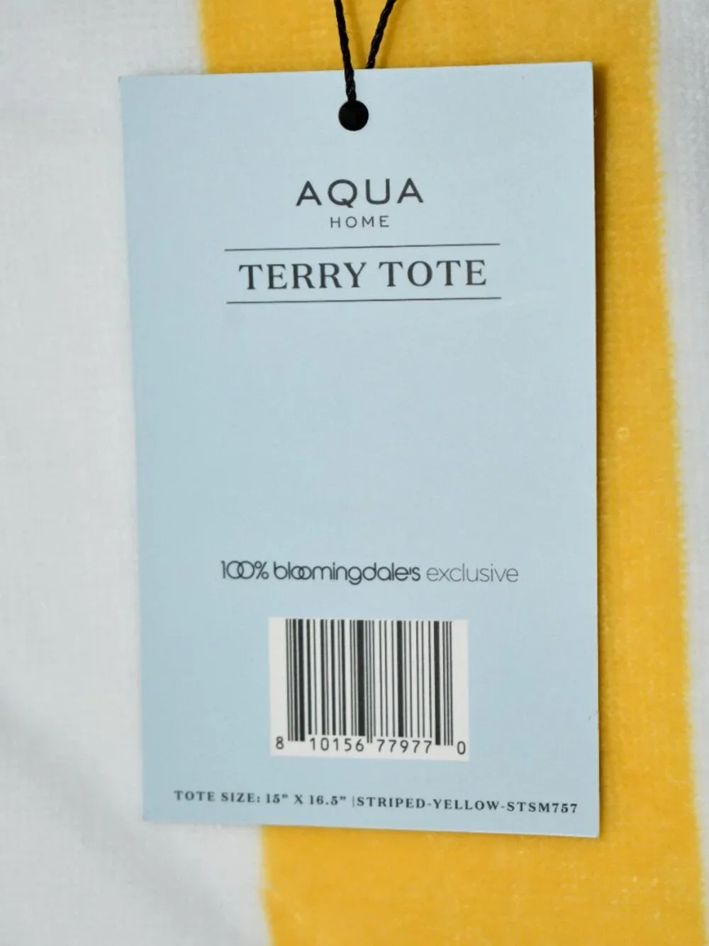 AQUA Striped Terry Beach Tote in Yellow NWT Details: 100% cotton